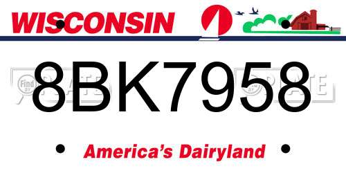 8BK7958 Wisconsin License Plate