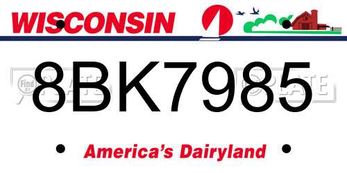 8BK7985 Wisconsin License Plate