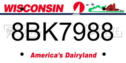8BK7988 Wisconsin License Plate