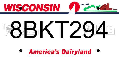 8BKT294 Wisconsin License Plate