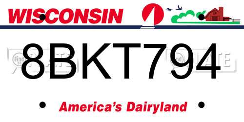8BKT794 Wisconsin License Plate