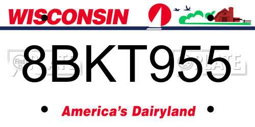 8BKT955 Wisconsin License Plate