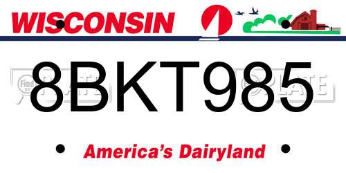 8BKT985 Wisconsin License Plate