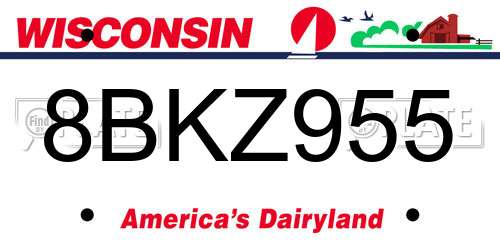 8BKZ955 Wisconsin License Plate
