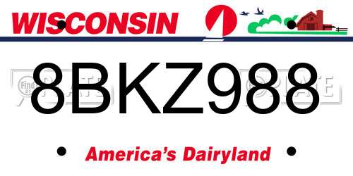 8BKZ988 Wisconsin License Plate