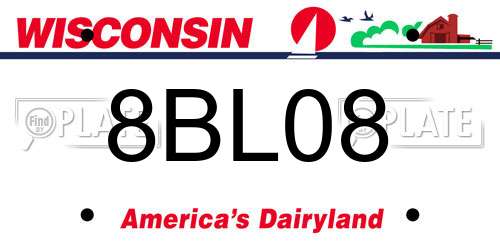 8BL08 Wisconsin License Plate