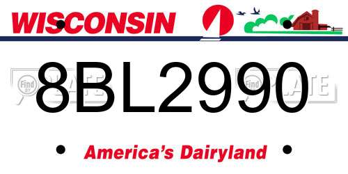 8BL2990 Wisconsin License Plate