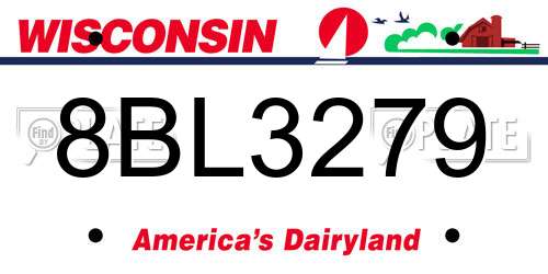 8BL3279 Wisconsin License Plate