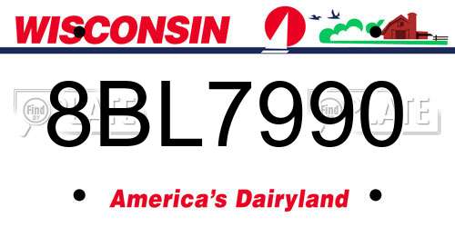 8BL7990 Wisconsin License Plate