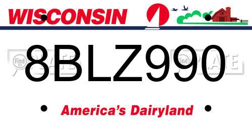 8BLZ990 Wisconsin License Plate