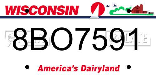 8BO7591 Wisconsin License Plate