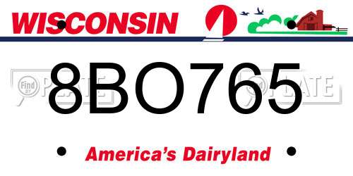 8BO765 Wisconsin License Plate