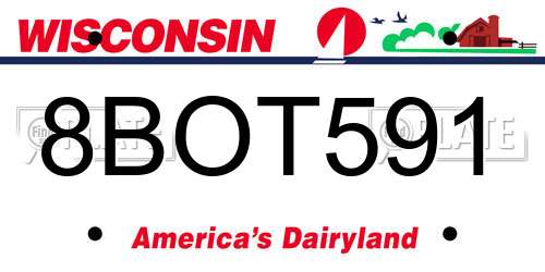 8BOT591 Wisconsin License Plate
