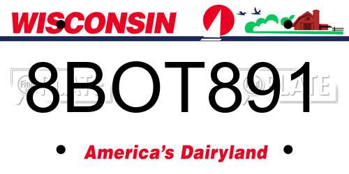 8BOT891 Wisconsin License Plate