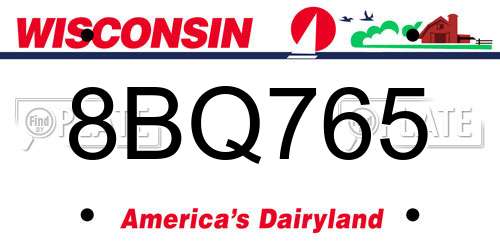 8BQ765 Wisconsin License Plate