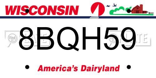 8BQH59 Wisconsin License Plate