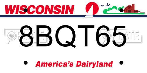 8BQT65 Wisconsin License Plate
