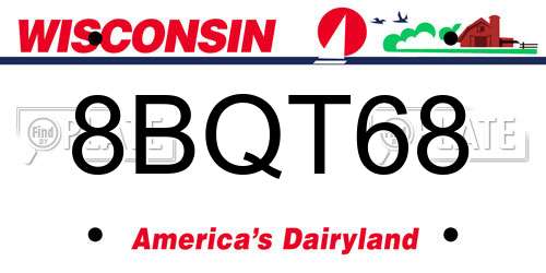 8BQT68 Wisconsin License Plate
