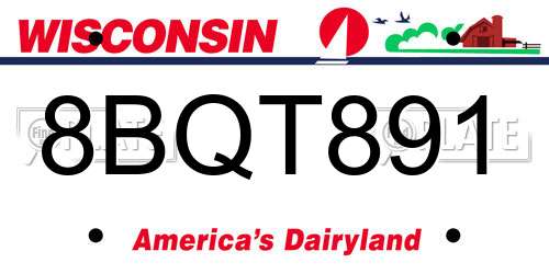8BQT891 Wisconsin License Plate
