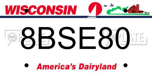 8BSE80 Wisconsin License Plate