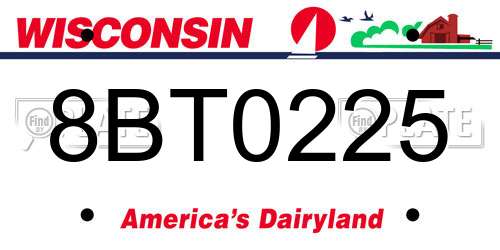 8BT0225 Wisconsin License Plate
