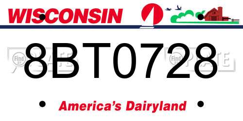 8BT0728 Wisconsin License Plate