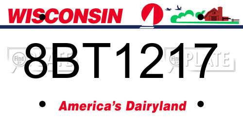 8BT1217 Wisconsin License Plate