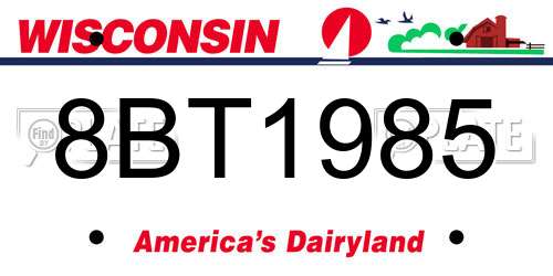 8BT1985 Wisconsin License Plate