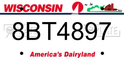 8BT4897 Wisconsin License Plate