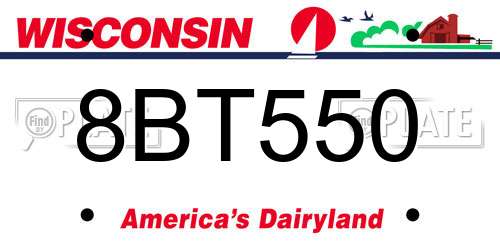 8BT550 Wisconsin License Plate