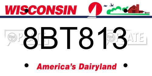 8BT813 Wisconsin License Plate