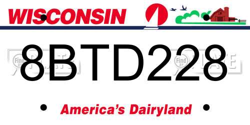 8BTD228 Wisconsin License Plate