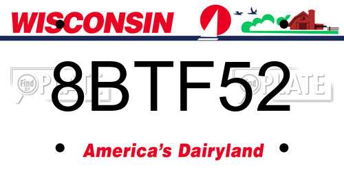 8BTF52 Wisconsin License Plate