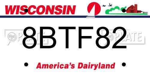 8BTF82 Wisconsin License Plate