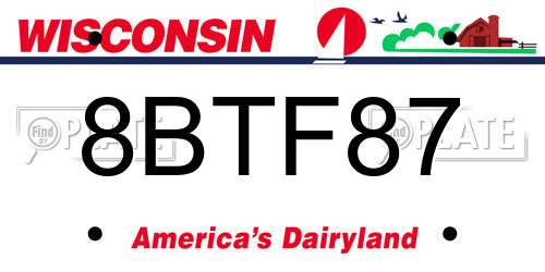 8BTF87 Wisconsin License Plate