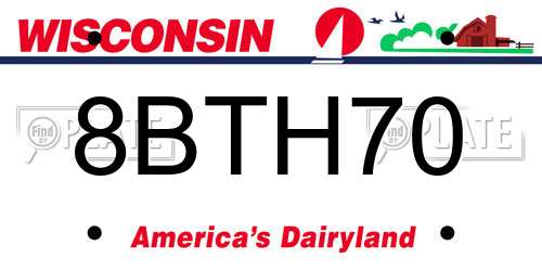 8BTH70 Wisconsin License Plate