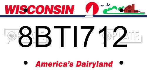 8BTI712 Wisconsin License Plate