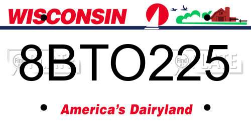 8BTO225 Wisconsin License Plate