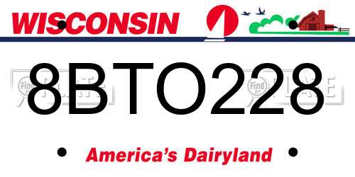8BTO228 Wisconsin License Plate