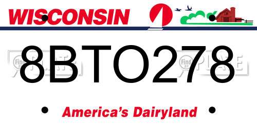 8BTO278 Wisconsin License Plate