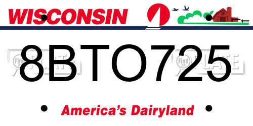 8BTO725 Wisconsin License Plate
