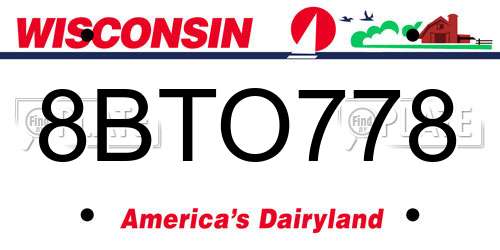 8BTO778 Wisconsin License Plate