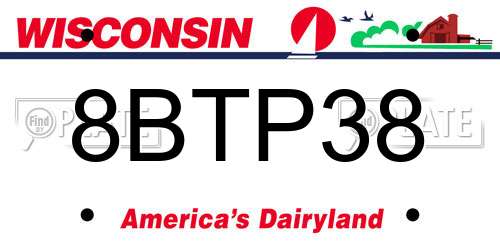 8BTP38 Wisconsin License Plate