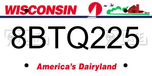 8BTQ225 Wisconsin License Plate