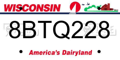 8BTQ228 Wisconsin License Plate