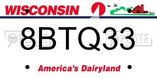 8BTQ33 Wisconsin License Plate
