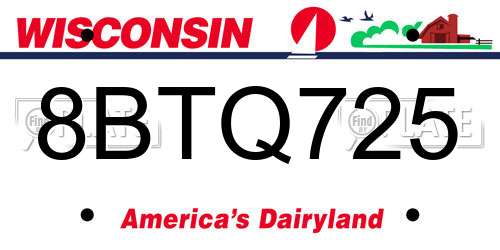8BTQ725 Wisconsin License Plate