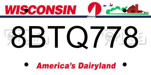 8BTQ778 Wisconsin License Plate