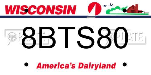 8BTS80 Wisconsin License Plate