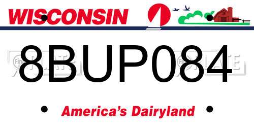 8BUP084 Wisconsin License Plate